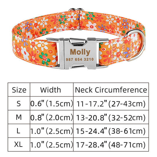 Adjustable Nylon Custom Dog Collar Free Engraved Name ID Tag